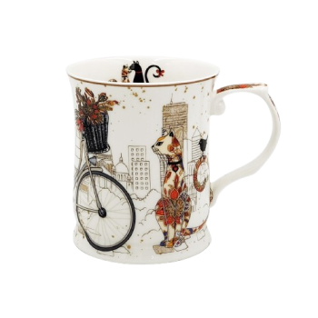 Cat Couple Mugs – Set of 2 (415ml) | Fine Bone China with Embossed Detailing & Gift Packaging