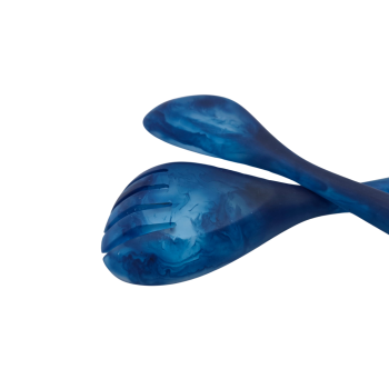 IDRA Blue Swirl Resin Salad Server Set - Handcrafted Marbled Finish