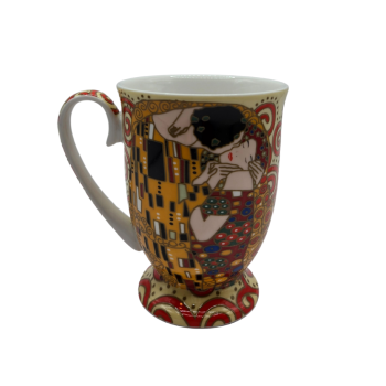 The Kiss Fine Bone China Mug Set of 2 | 280ml Gustav Klimt Design | Gold Accents