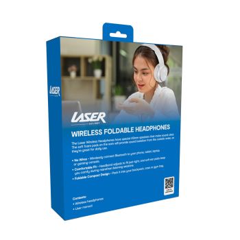 Laser Foldable Bluetooth Headphones with Mic Bright White