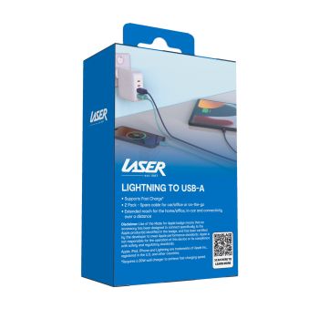 Laser Twin Pack 2m MFI USB-A Lightning Cables