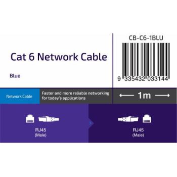 Connect 1m Cat6 Network Cable, Blue