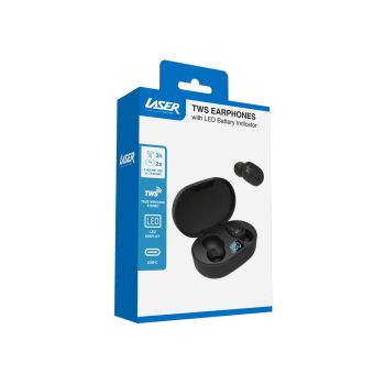Laser True Wireless Earphones LED Display Black