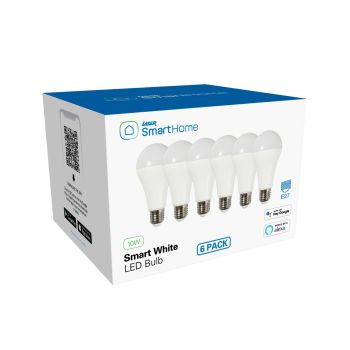 Laser Smart White LED Bulb E27 6 Pack – Wi-Fi Control