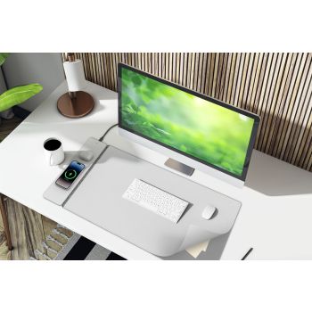 Laser Wireless Charging Desk Mat Grey