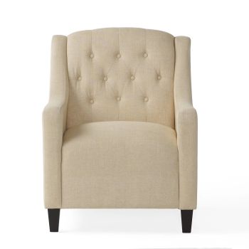 Canberra Fabric Armchair & Ottoman in Begie Linen