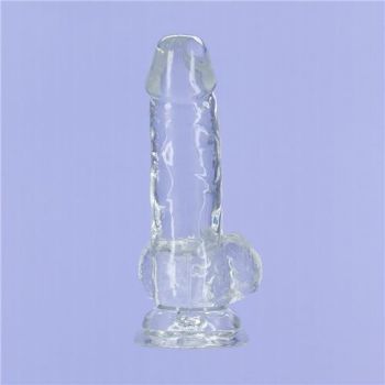 Addiction Crystal Dildo W Balls 6In Clear