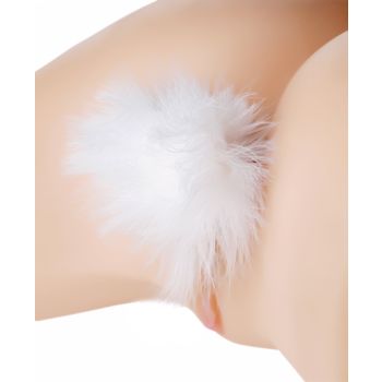 Tailz White Fluffer Bunny Glass Anal Plug