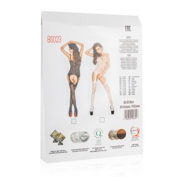 Passion Lingerie Bodystocking Fishnet With Open Cleavage Blk