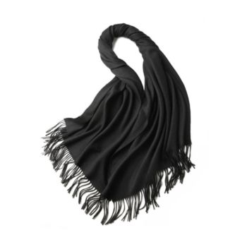 100% MERINO VIRGIN WOOL SHAWL 970115 BLACK