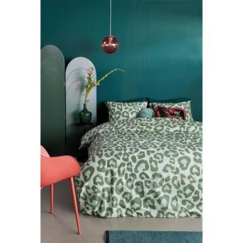 Fabrice Cotton Percale Green Quilt Cover Sets by Bedding House Queen