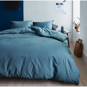 Organic Cotton Basic Blue Grey Quilt Cover Sets by Bedding House Queen