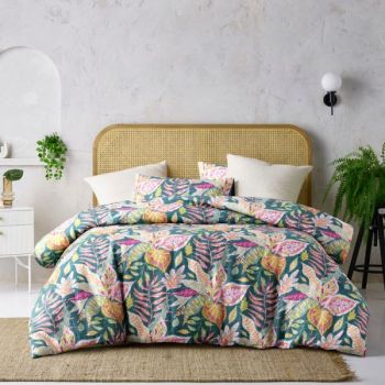 Carmila Linen Cotton Printed Quilt Cover Set by Accessorize Double