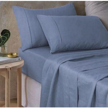 Hemp Sky Blue Sheet Set by Vintage Design Homeware King