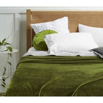 Super Soft Moss Green Blanket by Accessorize Single