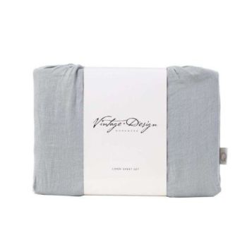 Dove Grey Linen Sheet Sets by Vintage Design Homeware Queen