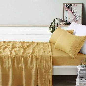 Olive Linen Sheet Sets by Vintage Design Homeware Single