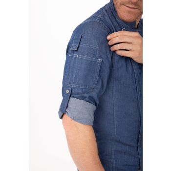 Gramercy Men's Denim Indigo Blue 3XL Zipper Chef Jacket by Chef Works