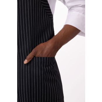 Cross-Back Black White Stripe Bib Apron by Chef Works
