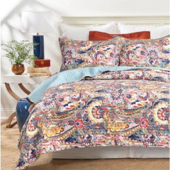 Christie 100% Cotton Quilted 2 pcs Bedspread Coverlet Set King Single