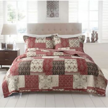 Aberdeen 100% Cotton Quilted 2 pcs Bedspread Coverlet Set King Single