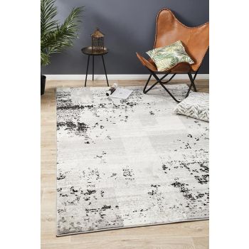 Alicia Modern Distressed Rug Grey Black Silver by Rug Culture - 230X160CM