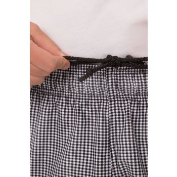 Essential Men's Small Checks 5XL Baggy Black Chef Pants by Chef Works