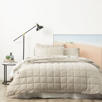 Paradis Washed Chambray Muddy Quilted Quilt Cover Set by Park Avenue