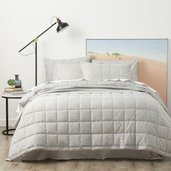 Paradis Washed Chambray Charcoal Quilted Quilt Cover Set by Park Avenue