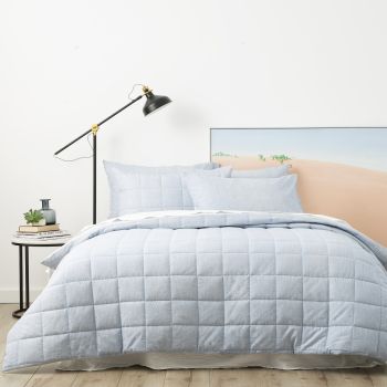 Paradis Washed Chambray Sky Quilted Quilt Cover Set by Park Avenue