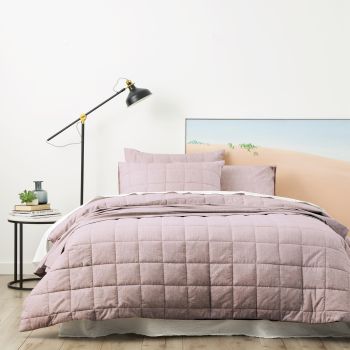 Paradis Washed Chambray Plum Quilted Quilt Cover Set by Park Avenue