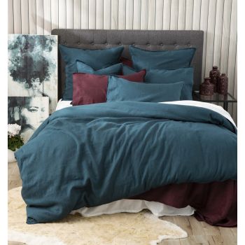 Cavallo Stone Washed 100% Linen Evergreen Quilt Cover Set by Renee Taylor