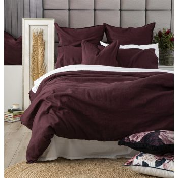 Cavallo Stone Washed 100% Linen Plum Quilt Cover Set by Renee Taylor