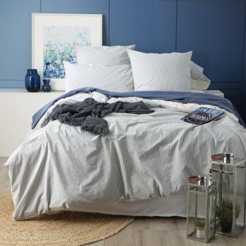 Portifino Yarn Dyed Vintage Washed Cotton Blue Quilt Cover Set by Renee Taylor King