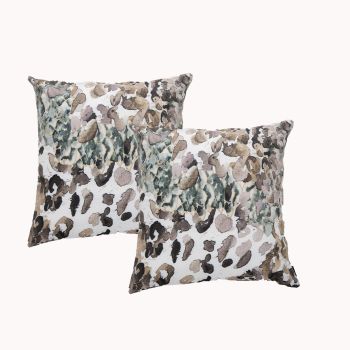 Leopard Twin Pack Poly Velvet Printed Cushion by Renee Taylor