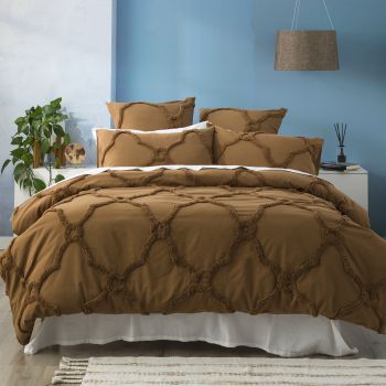 Moroccan 100% Cotton Chenille Vintage Washed Tufted Wood Quilt Cover Set by Renee Taylor