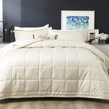 Checks 500 TC Cotton Jacquard Ivory Comforter Set by Ddecor Home