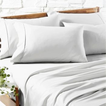 1200 TC Premium White Cotton Blend Sheet sets by Ddecor Home