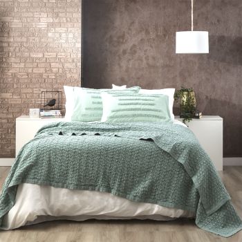 Lexico Cotton Waffle Sage Blankets by Renee Taylor Queen/King