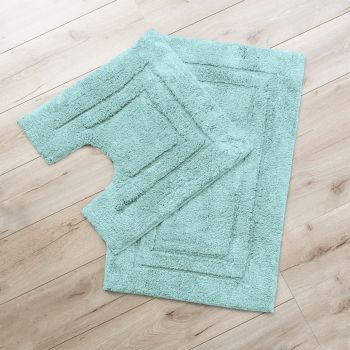 2200 GSM 2 Piece Tufted Aqua Bath Mat Set by Renee Taylor