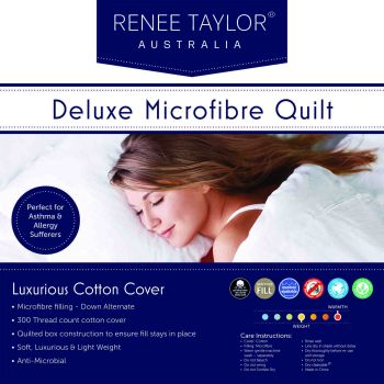 600 GSM Deluxe High Loft Quilt With Cotton Cover Premium Microfiber Filling by Renee Taylor