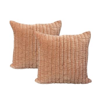 Minerva Blush Twin Pack Cotton Velvet Embroidered Cushion Polyester Filled by Cloud Linen