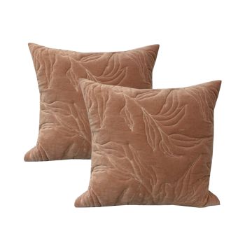 Sophie Nude Twin Pack Cotton Velvet Cushion Feather Filled by Cloud Linen