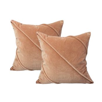 Trova Blush Twin Pack Cotton Velvet Cushion Feather Filled by Cloud Linen