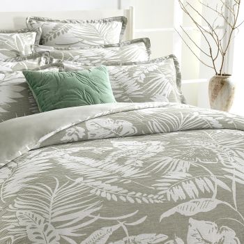 Palm Tree Jacquard Sage Green King Quilt Cover Set by Renee Taylor