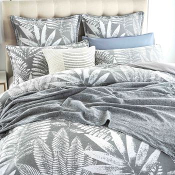 Raven Jacquard Charcoal Quilt Cover Set by Renee Taylor