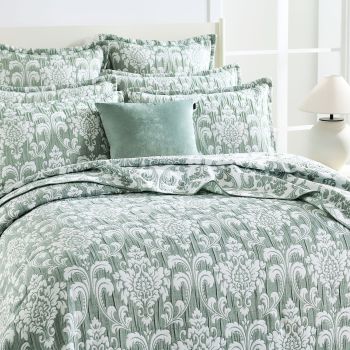 Tahlia Jacquard Jade Coverlet Set European Pillowcase by Renee Taylor