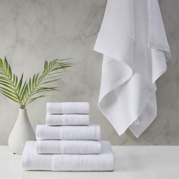 Retreat Cotton Tencel Antimicrobial 6 Piece White Towel Set by Cloud Linen