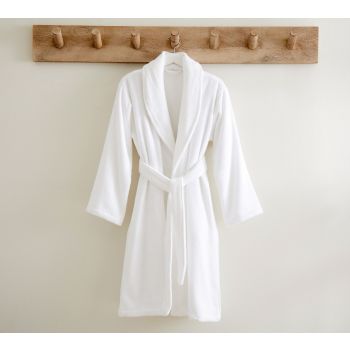 Chalet Quick Dry Terry Cotton White Small/ Medium Bath Robes by Renee Taylor