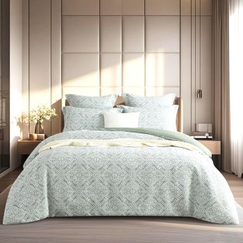 Mayfair Sage Jacquard King Quilt Cover Set by Renee Taylor